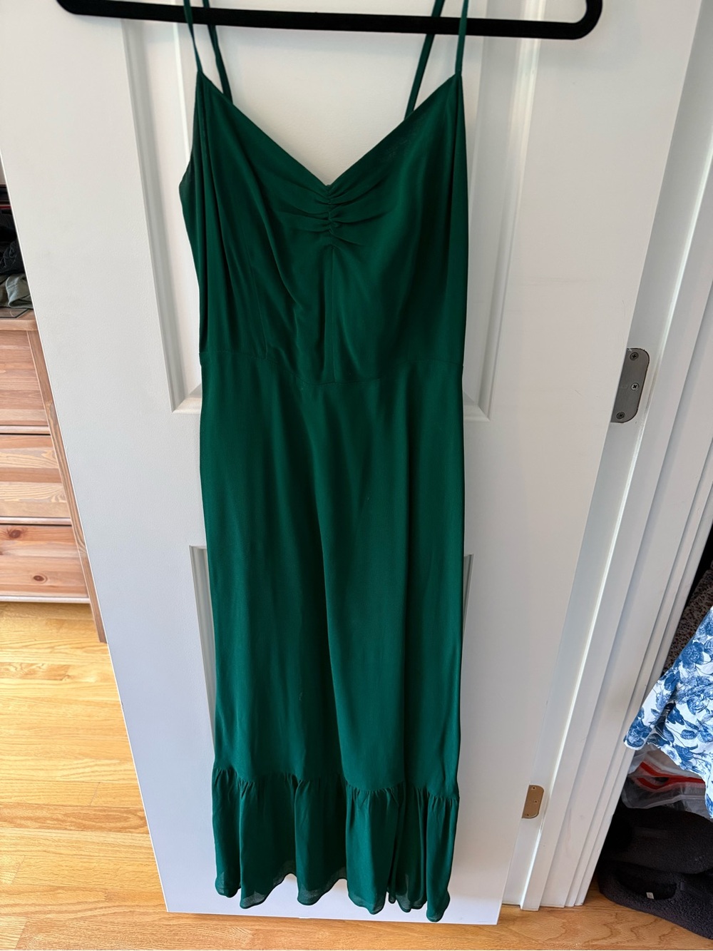 Reformation Emersyn Dress- Elegant Emerald Green Spaghetti Strap Dress